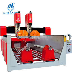 آلة توجيه الحجر CNC ذات الرأس المزدوج من HUALONG مع شفرات عمودية للجرانيت والرخام HLSD-1830-3D